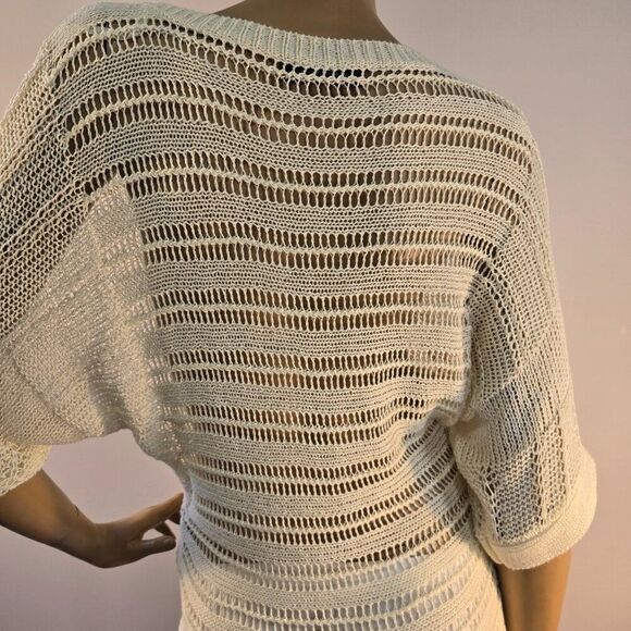 Cable And Gauge Women Boho Top Sz S/M Dolman Sleeve Crochet Open Knit Pullover - Picture 7 of 9